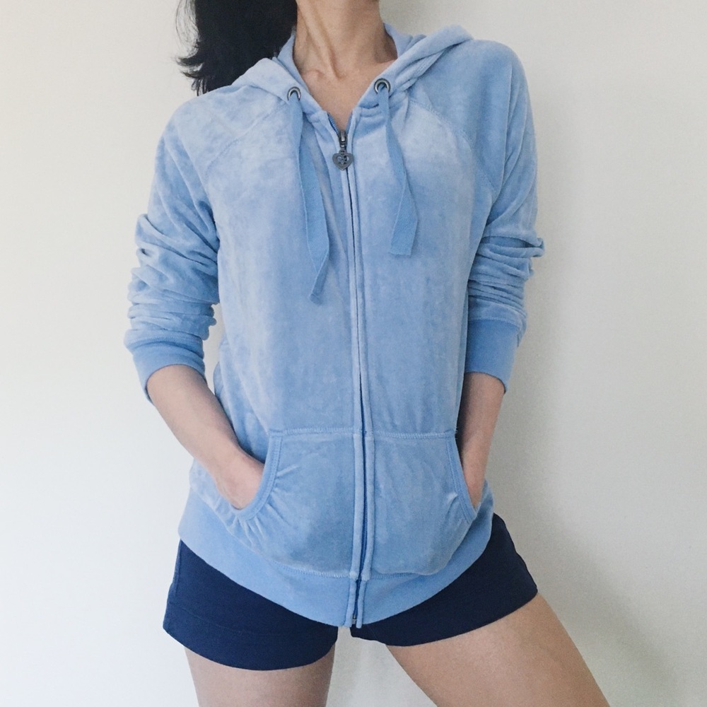 Medium Baby Blue Zip Hoodie - Loungewear